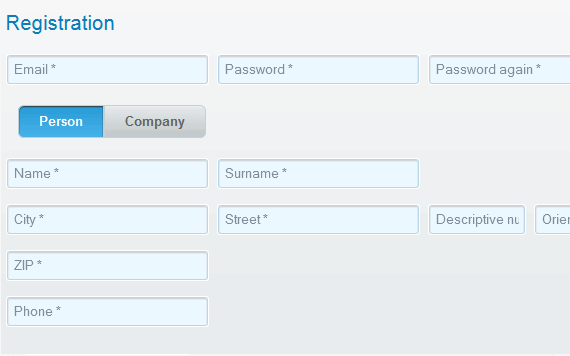 User registration form