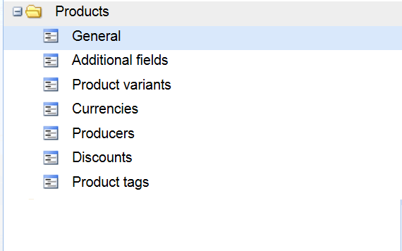 Product settings