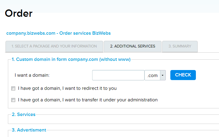 Ordering additional services