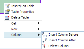 column properties