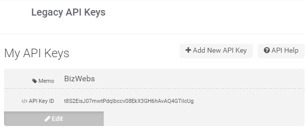 Legacy API KEY Bitcoin