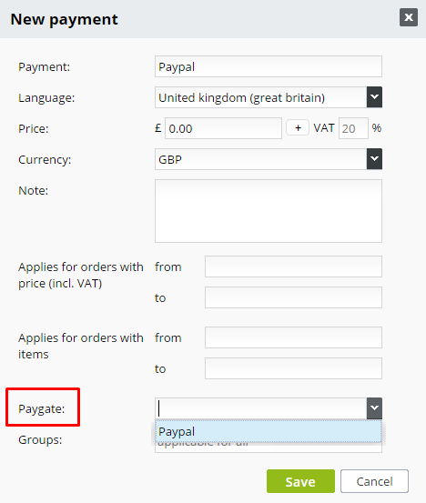 new payment method PayPal bizwebs.com