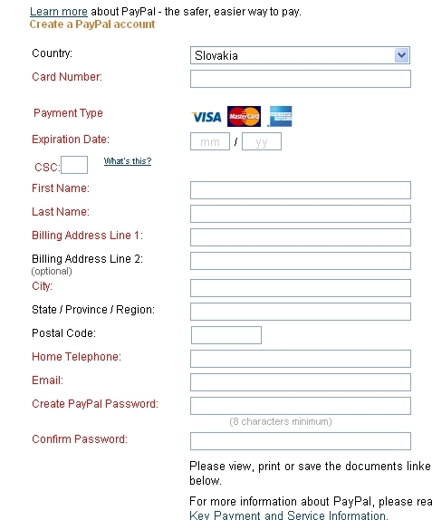 Payment on platform bizwebs.com Paypal.com