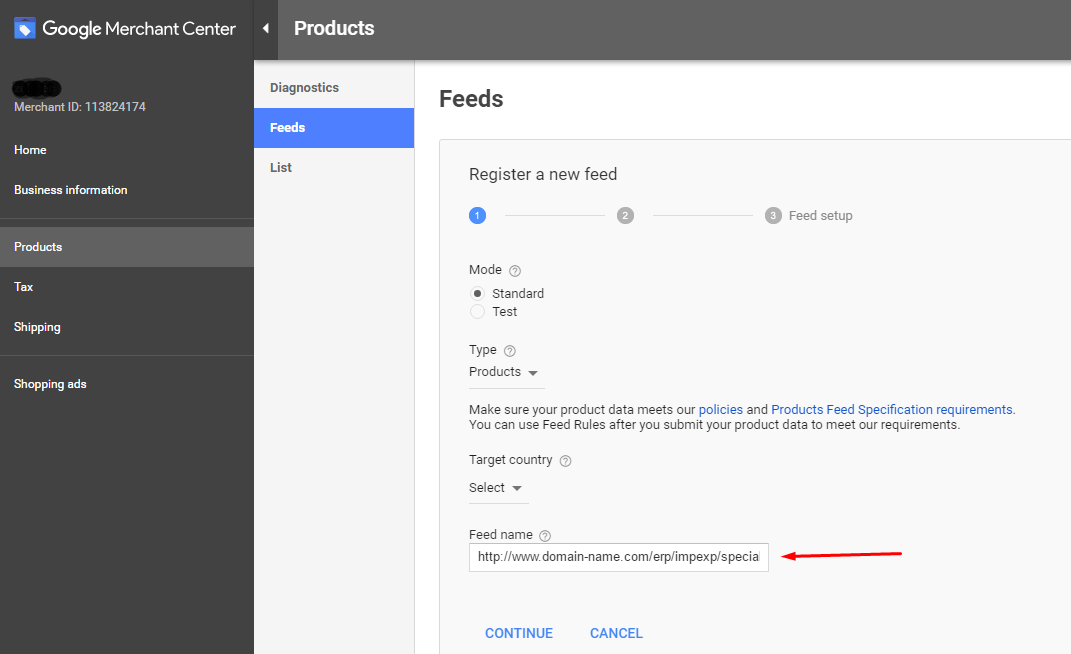 google merchant settings