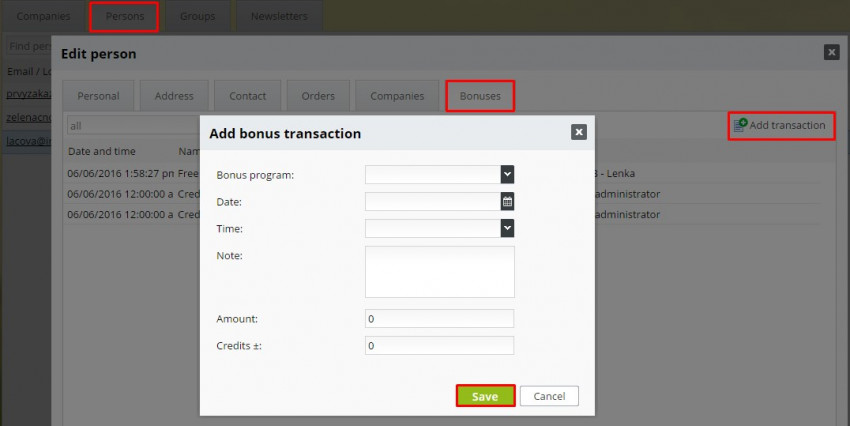 add transaction